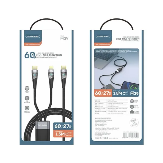 Cáp sạc TypeC-TypeC 2 đầu 60w Sendem M39
