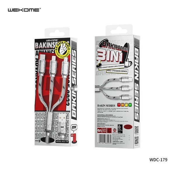 Cáp sạc 3 Đầu 6A Wekome WDC-179th