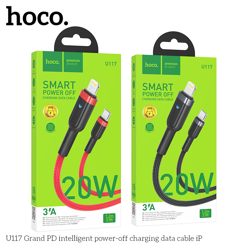 Cáp sạc TypeC-Lighting Hoco U117 Grand PD intelligent power-off