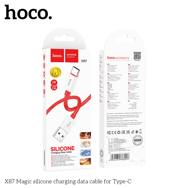 Cáp sạc Usb-TypeC Hoco X87 silicon mềm dẽo