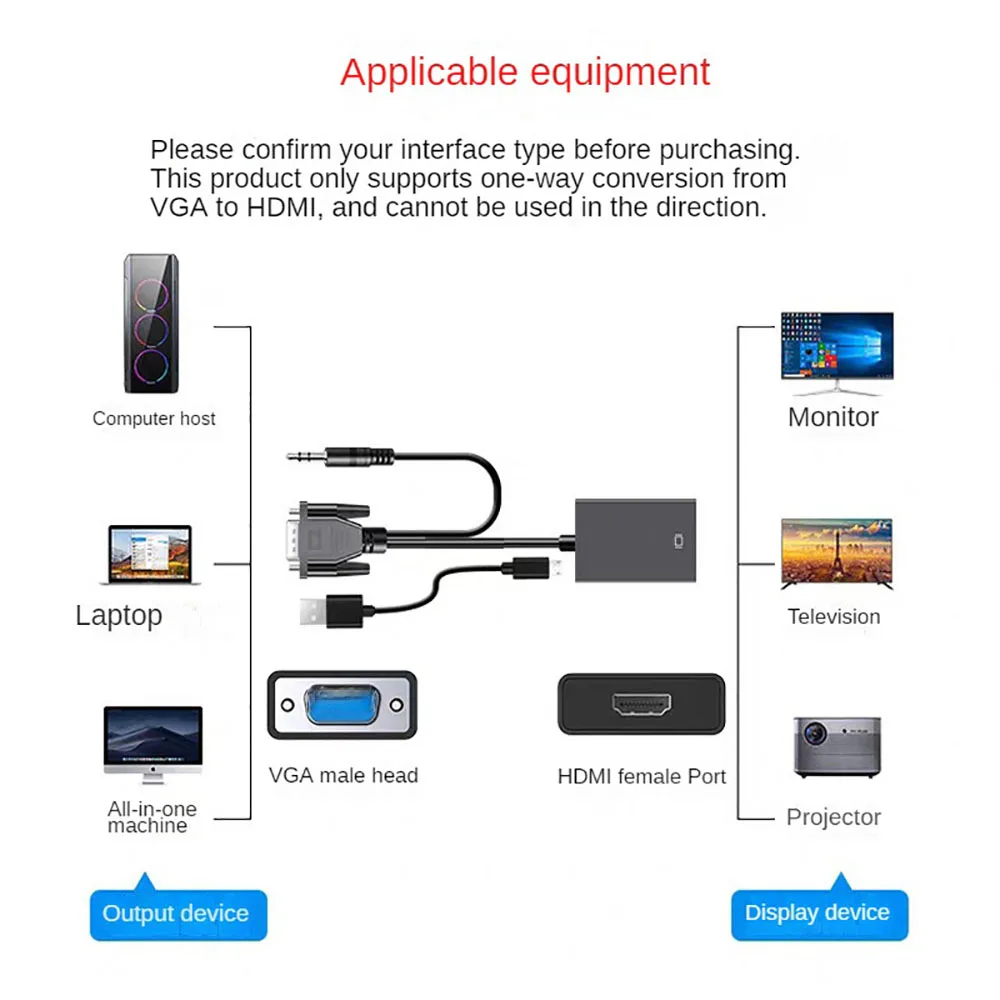 Cáp chuyển VGA đực ra HDMI cái Có Audio