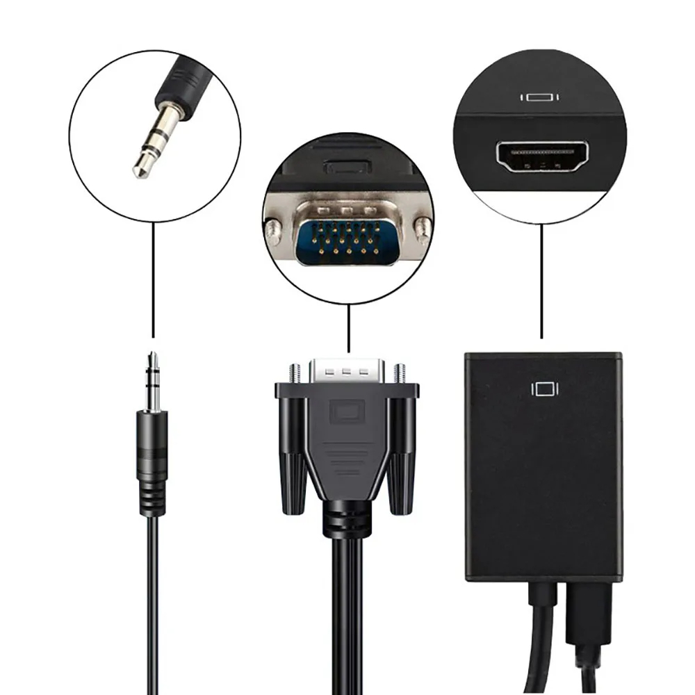 Cáp chuyển VGA đực ra HDMI cái Có Audio