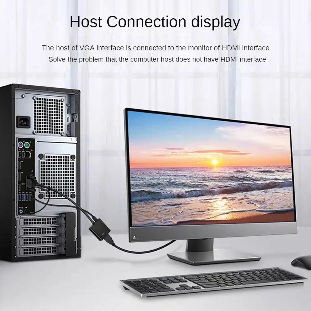 Cáp chuyển VGA đực ra HDMI cái Có Audio