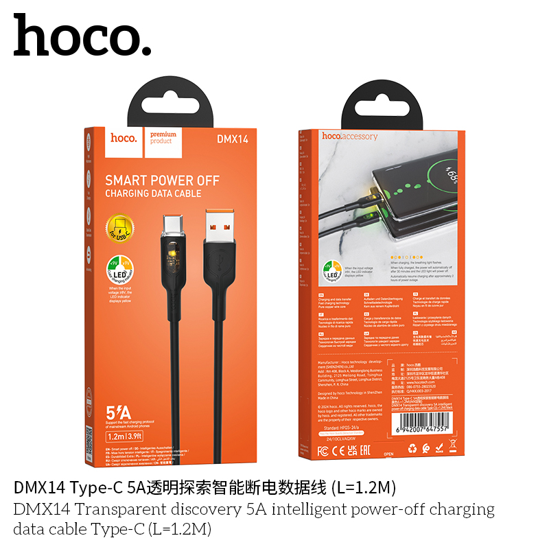 Cáp sạc TypeC-Lighting nhanh Hoco DMX14
