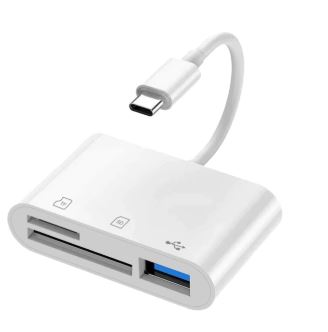 Cáp Chuyển đọc thẻ OTG T1 Lighting ra 3: thẻ nhớ TF, sD, cắm USB