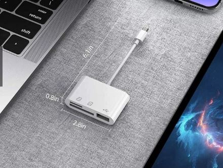 Cáp Chuyển đọc thẻ OTG T1 Lighting ra 3: thẻ nhớ TF, sD, cắm USB