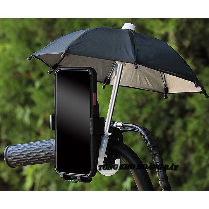 Kệ Xe máy đỡ điện thoại có ô dù che
