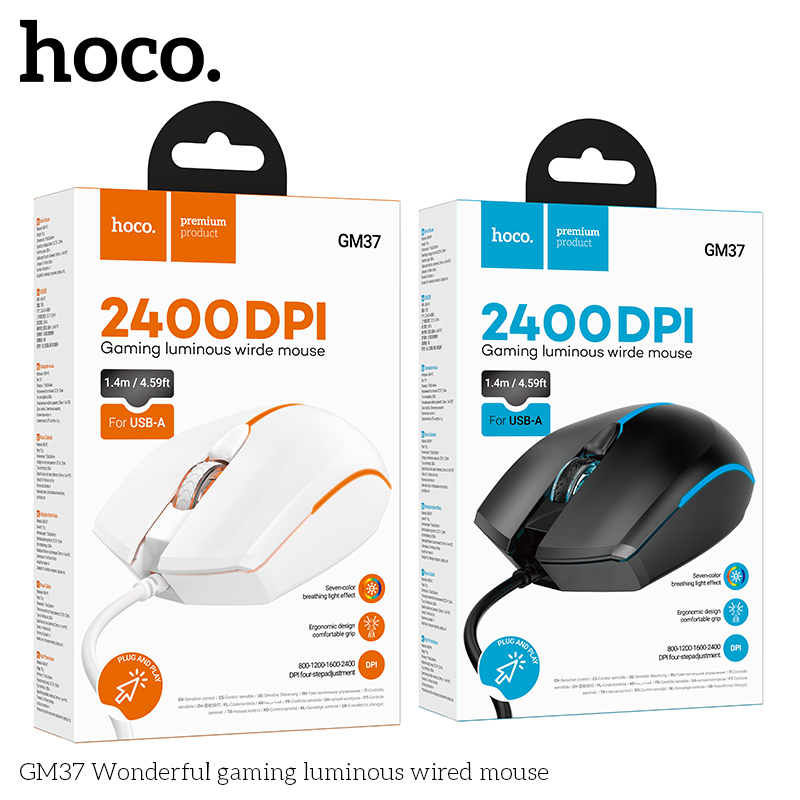 Chuột có dây Hoco GM37 có led nhiều màu
