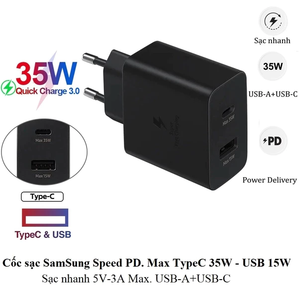 Cốc sạc 2 cổng 1U1C TA-S22 35w