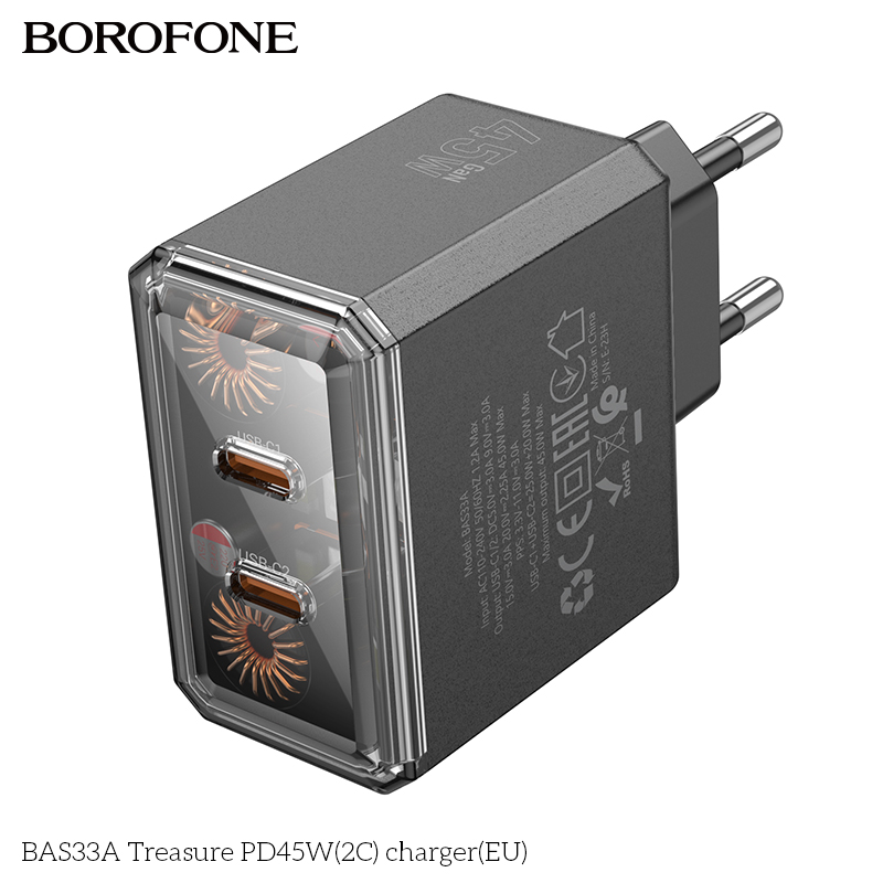 Cốc sạc 2 cổng Borofone BAS33A PD45w 2C