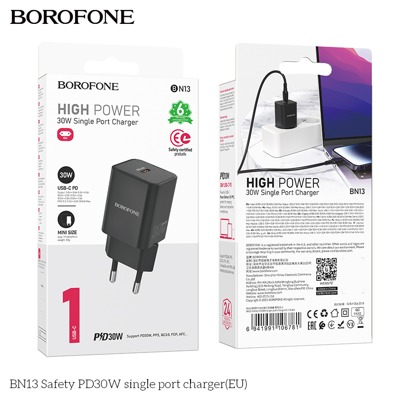 Cốc sạc 2 cổng Borofone BN13 PD30w