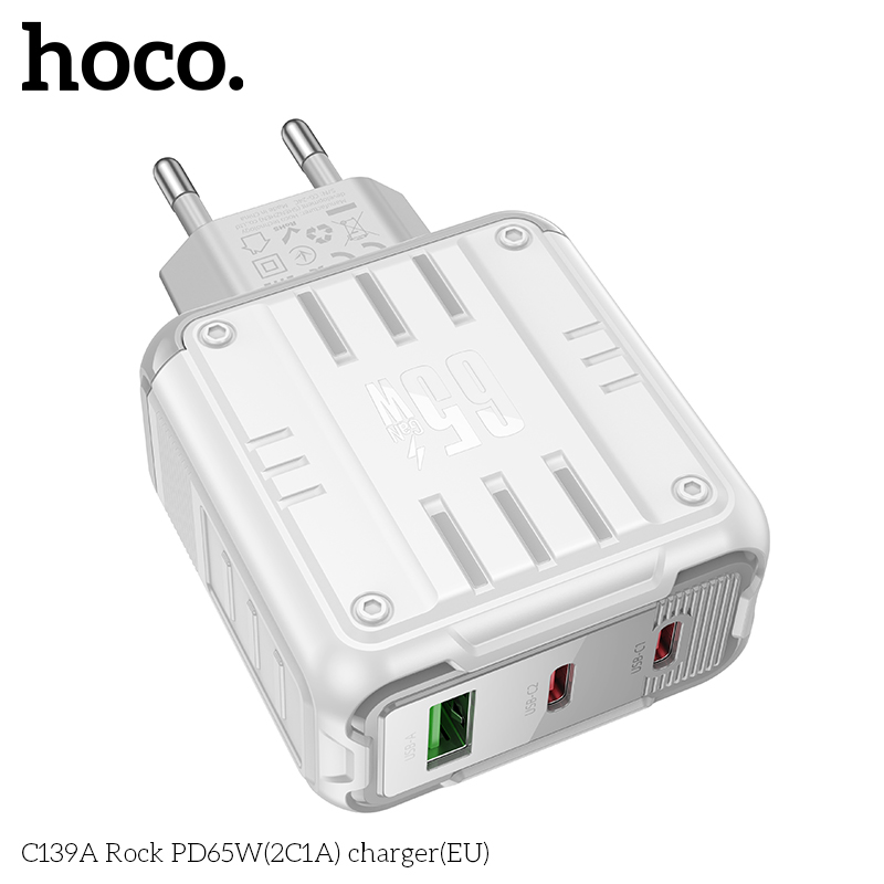 Cốc sạc 3 cổng Hoco C139A PD65w (2C1A)