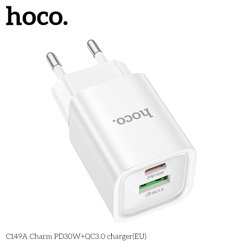 Cốc sạc 2 cổng Hoco C149A Charm PD30w+Qc3.0) 1C1U