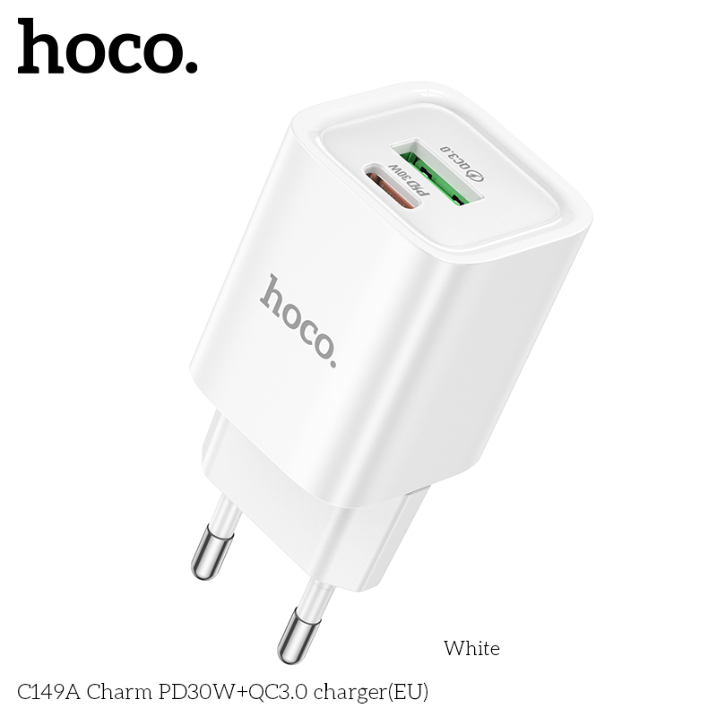 Cốc sạc 2 cổng Hoco C149A Charm PD30w+Qc3.0) 1C1U