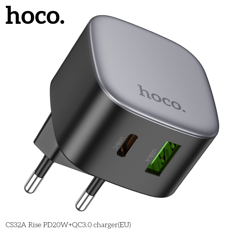 Cốc sạc 2 cổng Hoco CS32A PD20w (1C1A) cắm ngang