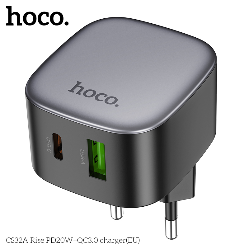 Cốc sạc 2 cổng Hoco CS32A PD20w (1C1A) cắm ngang