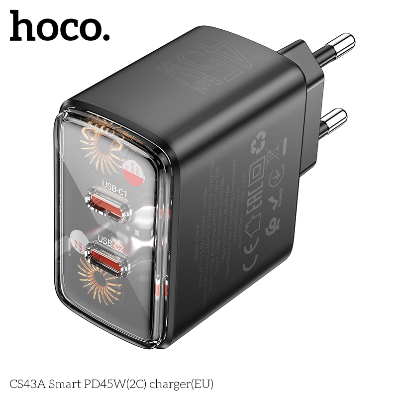 Cốc sạc 2 cổng Hoco CS43A PD45w (2C)