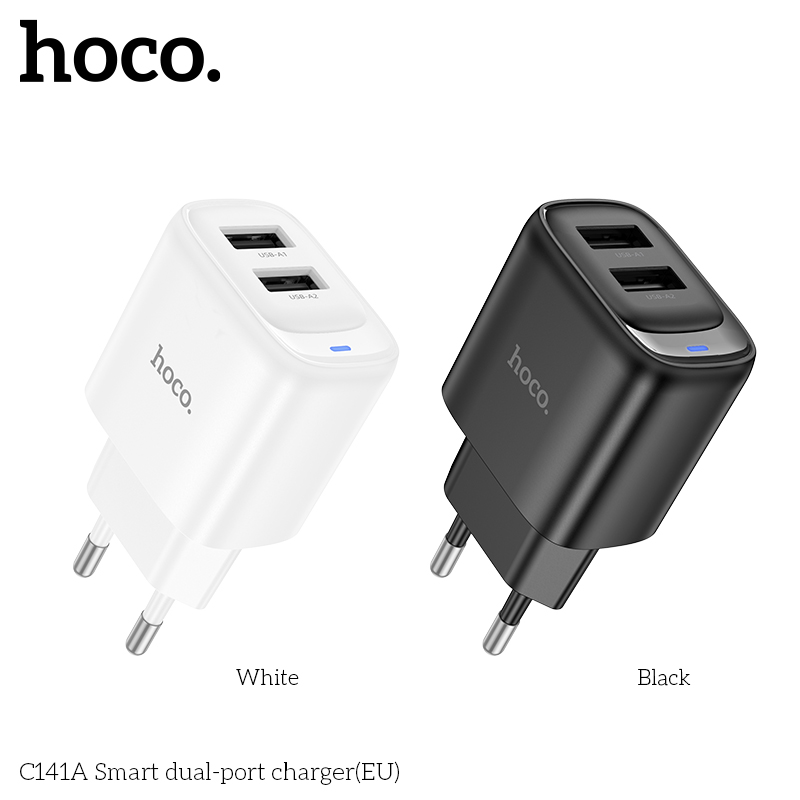 Cốc sạc 2 cổng Hoco C141A (EU) thông minh