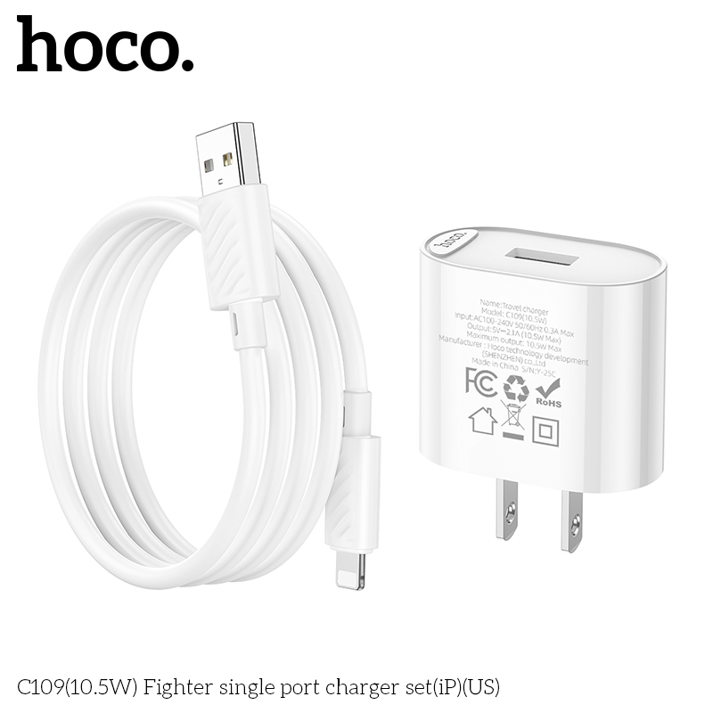 Bộ sạc Usb-Lighting Hoco C109/C109A 10.5w QC3.0