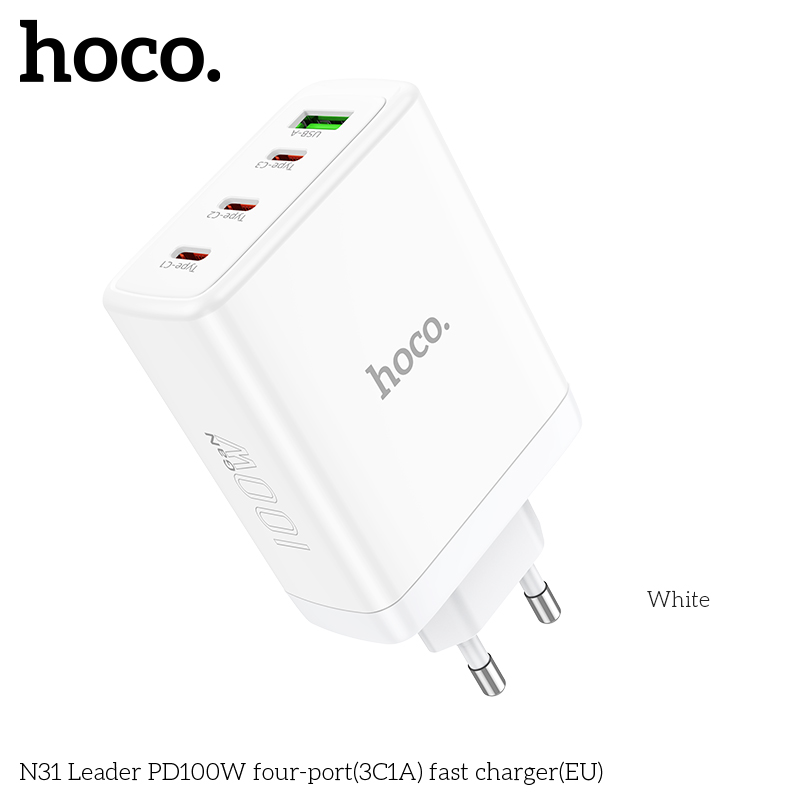 Cốc sạc 4 cổng Hoco N31 PD100w (3C1A)
