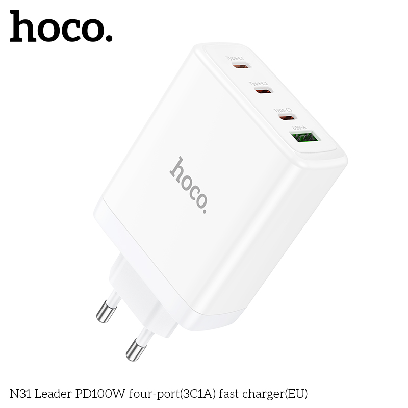 Cốc sạc 4 cổng Hoco N31 PD100w (3C1A)