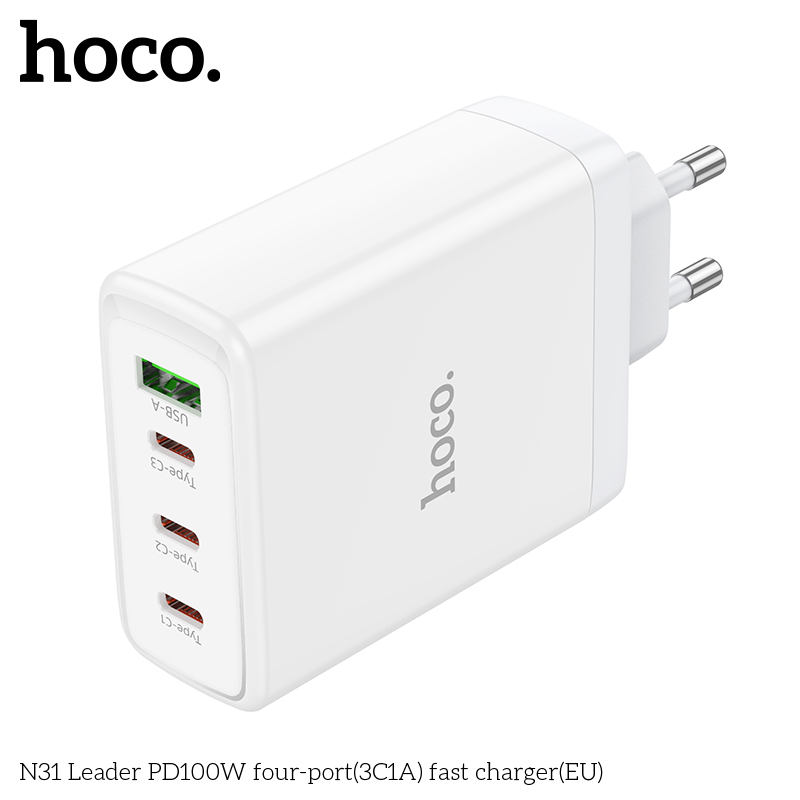 Cốc sạc 4 cổng Hoco N31 PD100w (3C1A)