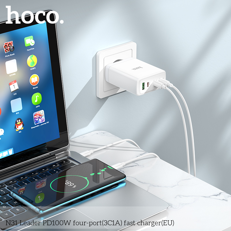 Cốc sạc 4 cổng Hoco N31 PD100w (3C1A)