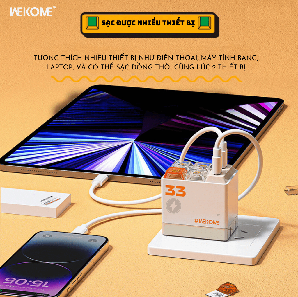 Cốc sạc 2 cổng C 33W Wekome WP-U37