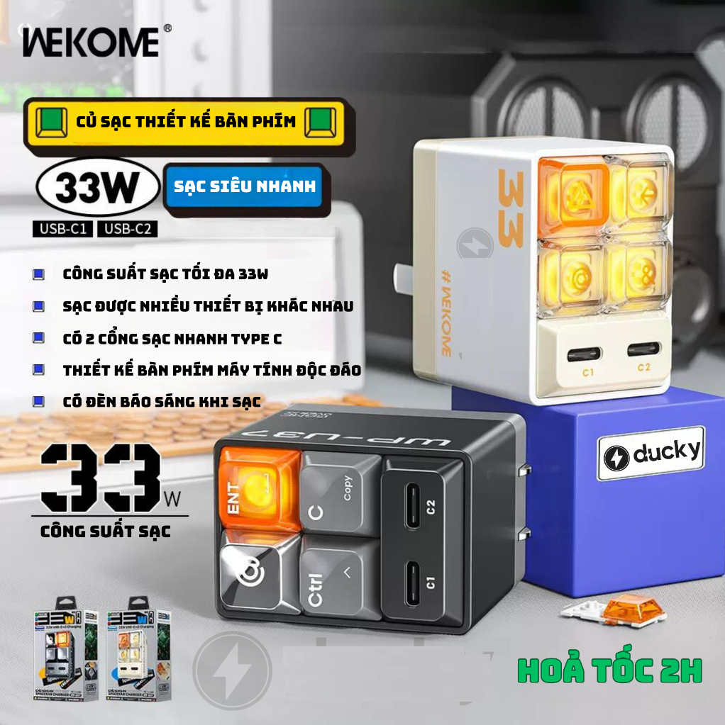 Cốc sạc 2 cổng C 33W Wekome WP-U37