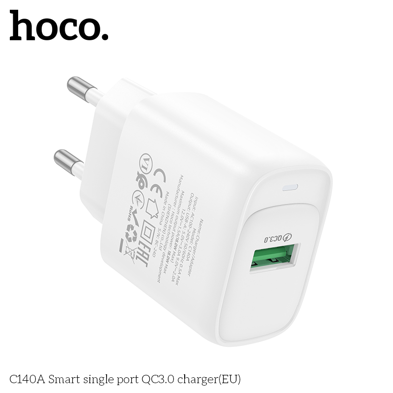 Cốc sạc Usb Hoco C140A QC3.0 cổng đơn thông minh  (EU)