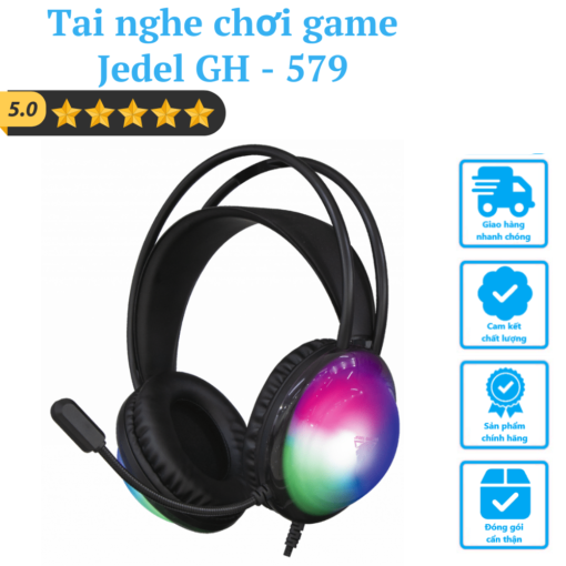 Tai nghe chụp chơi game có Microphone, giả lập âm thanh 3.5*2 JEDEL GH-579 gaming máy tính