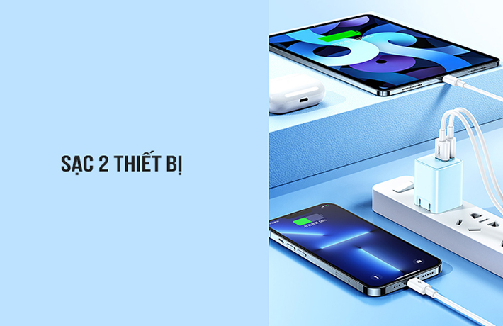 Cốc sạc 2 cổng 33W Remax RP-U25 1 USB + 1 TypeC