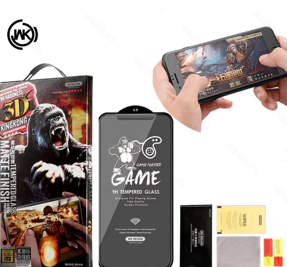 Cường lực iphone 6g/7g/8g/Se 140k đen wekome 030 game chống vân