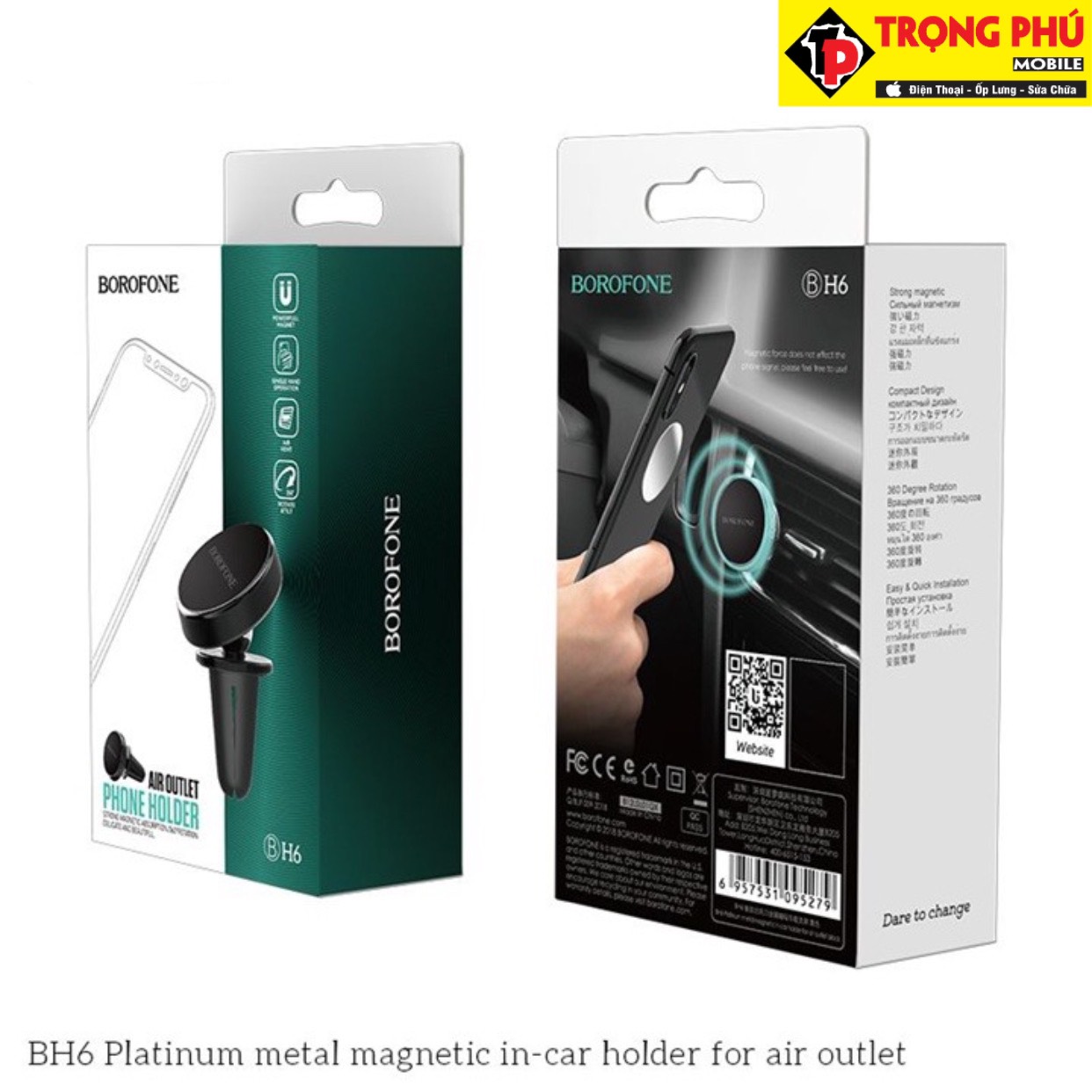Kệ ô tô đỡ điện thoạii BOROFONE BH6 gắn khe gió