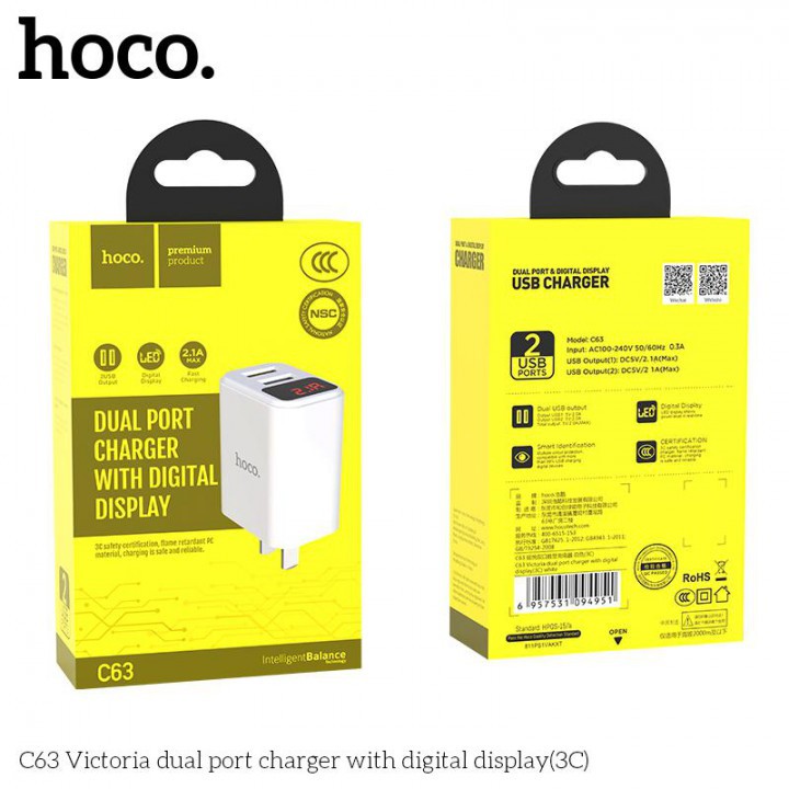 Cốc sạc usb hoco c63/c63a