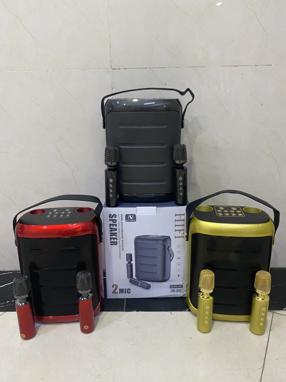 Loa Karaoke SU YOSD YS-217 Kèm 2 Mic đỏ