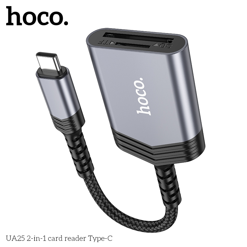 Đầu đọc thẻ nhớ otg  2in1 Hoco UA25 TypeC