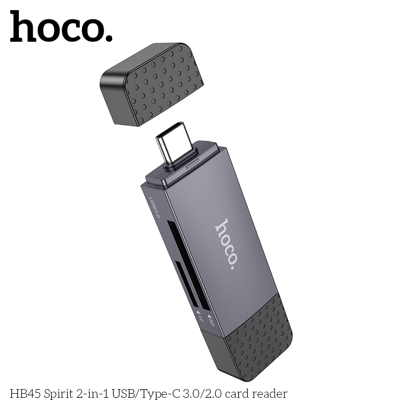 Đầu đọc thẻ nhớ Hoco HB45 2in1 2 đầu Usb+TypeC 2.0