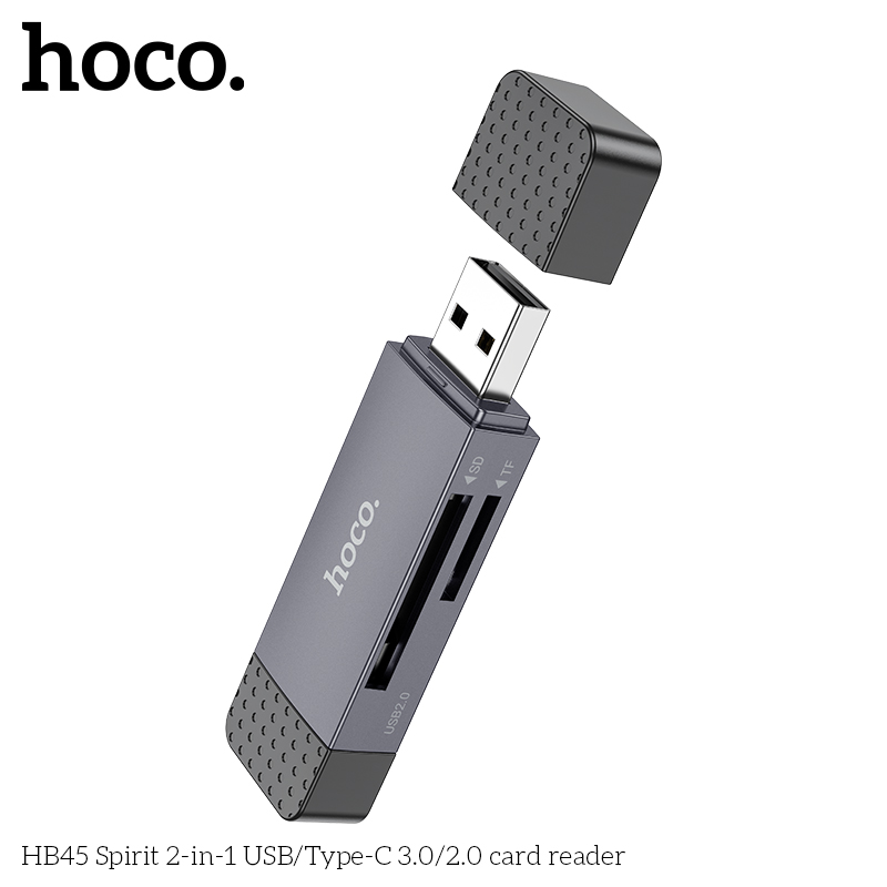 Đầu đọc thẻ nhớ Hoco HB45 2in1 2 đầu Usb+TypeC 2.0