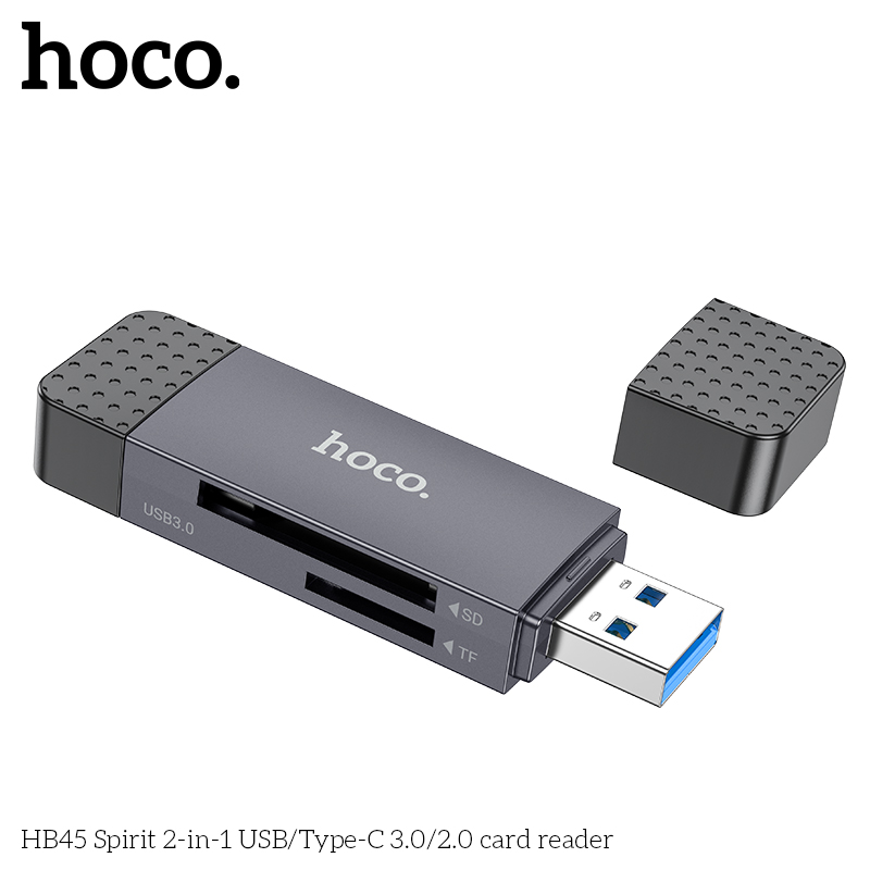 Đầu đọc thẻ nhớ otg Hoco HB45 2in1 2 đầu USB+TypeC 3.0