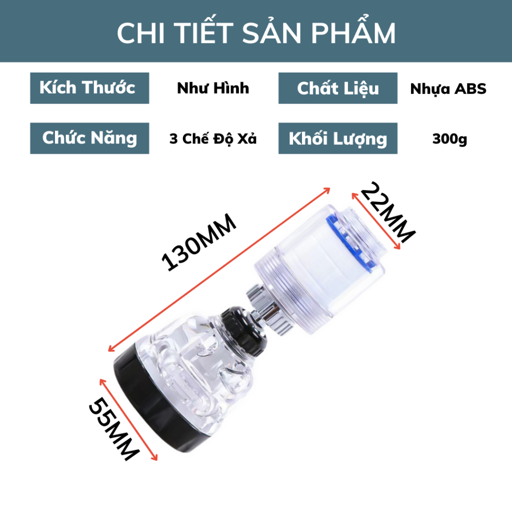 Đầu Lọc Tạp Chất Nối Vòi Nước Có Thể Xoay 360 Độ (2 Trục)