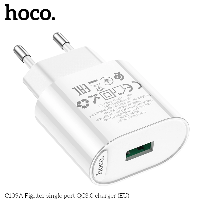 Cốc sạc USB 18w QC3.0 Hoco C109/C109A ra 3.0