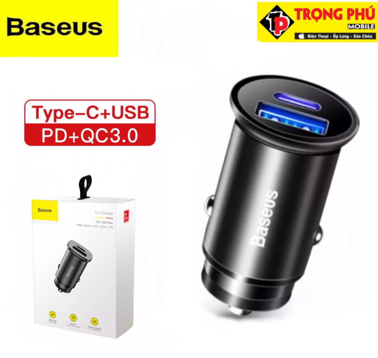 Tẩu Sạc ô tô Baseus Circular Plastic A+C 30W