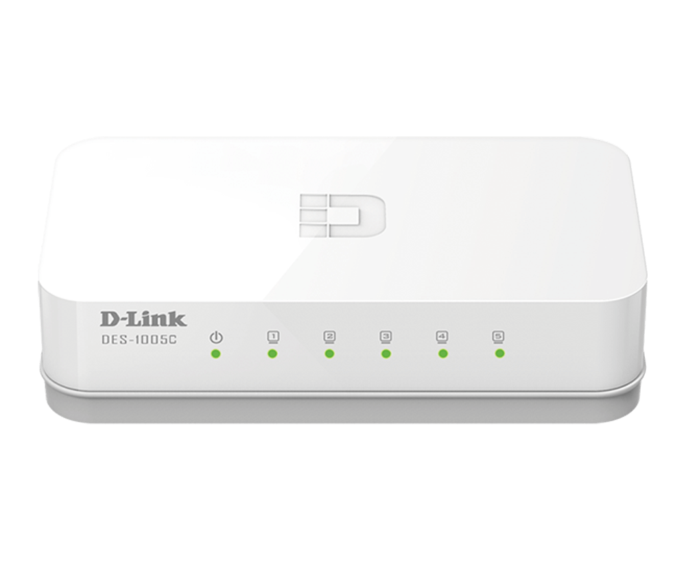 Cục Switch để bàn 5 cổng, vỏ nhựa DES-1005C Tốc độ 10/100Mbps
