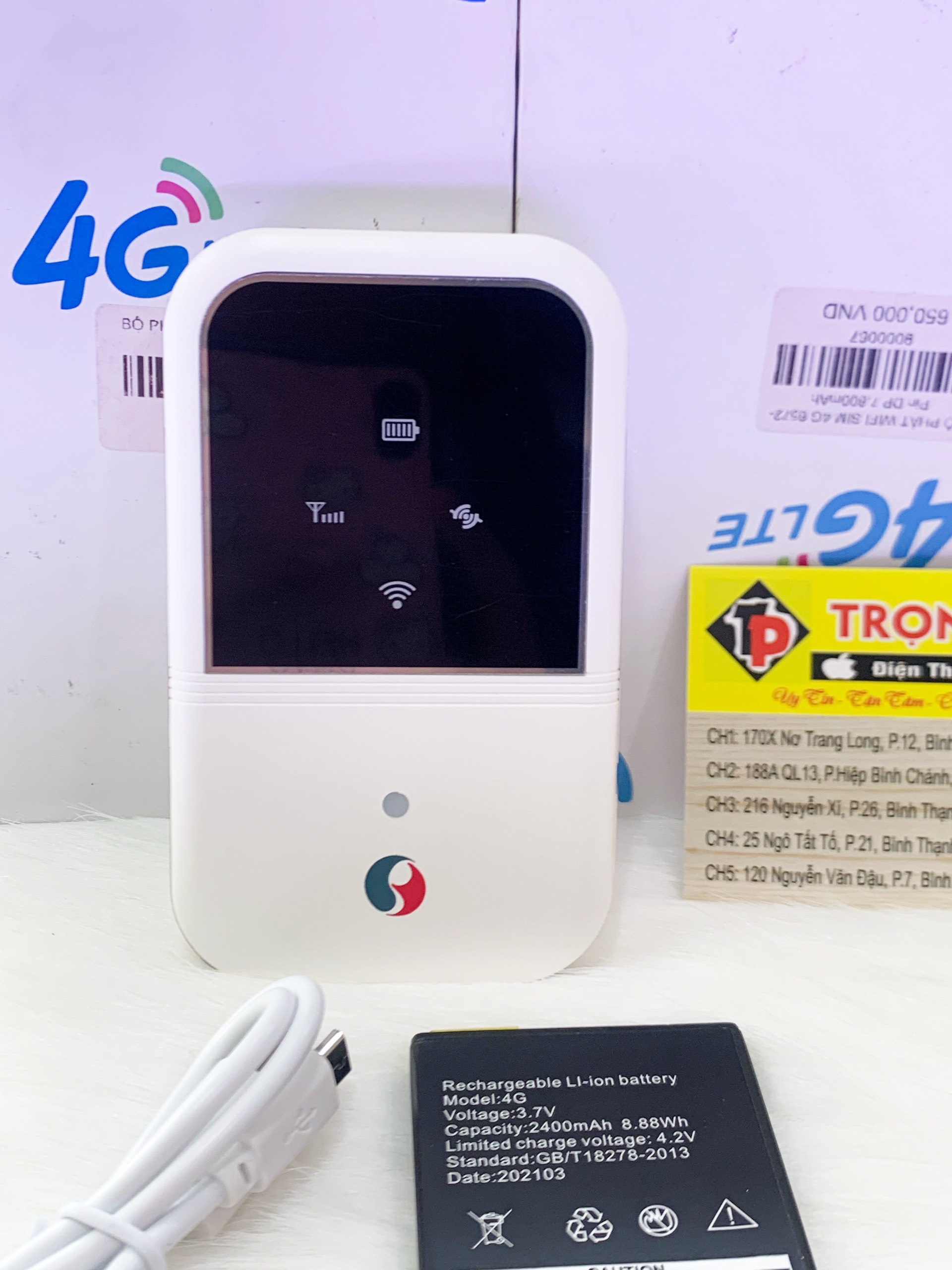Cục modem Phát Wifi Từ Sim 3G, 4G M80, A800 có pin