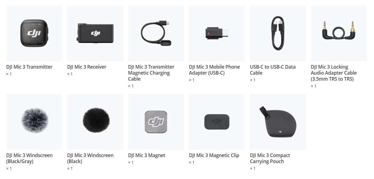 Micro thu âm DJI Mic 3 (1 TX + 1 RX) 1 mic + 1 đầu nhận + phụ kiện