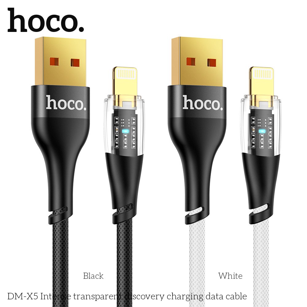 Cáp sạc Usb-Lighting Hoco DM X5 trong suốt 3A