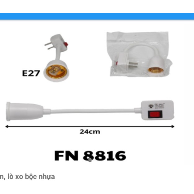 Đui Đèn Uốn Dẻo,lò xo 360 Độ Có Công Tắc FN-8816 24cm.