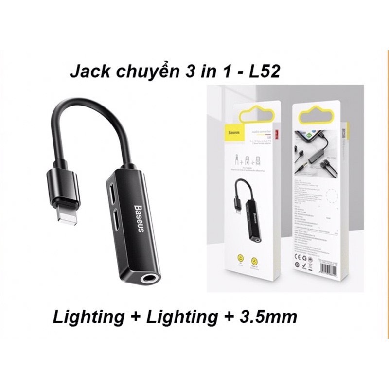 Cáp chuyển Baseus 3-in-1 iPhone to Dual iP & 3.5mm L52