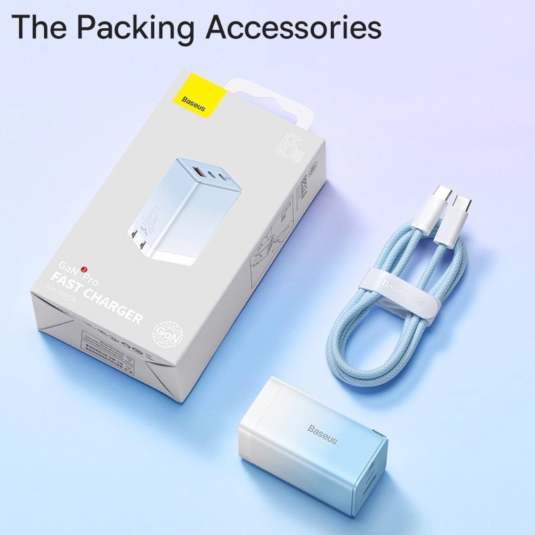 Bộ sạc TypeC-TypeC nhanh Baseus 65W Gan3 pro